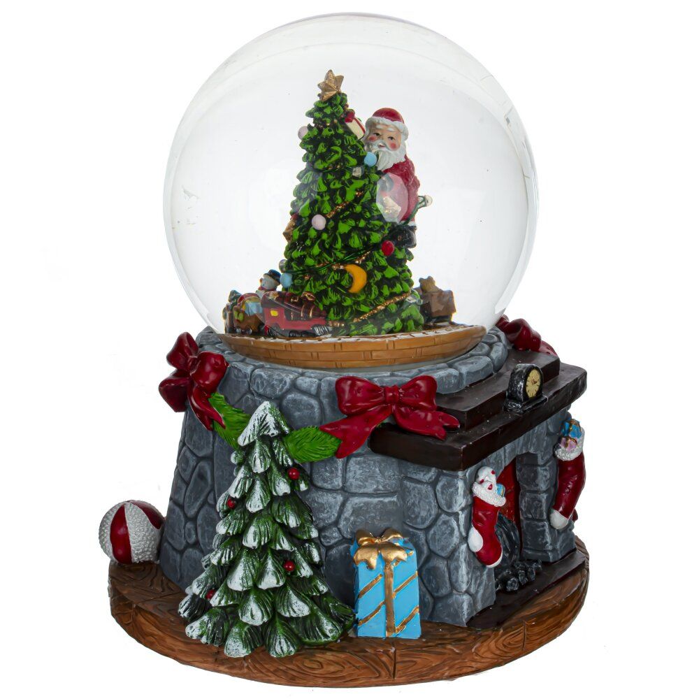 GAEM Фигурка декор в стекл шаре "Елка" (подсвет, муз, движ, 3хАА н/п) D12 см, L16 W14 H19,5 см