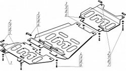 Защита алюминиевая 5 мм Д; ПДф;КПП, РК Ford F-150 2017-2021 MOTODOR.30710