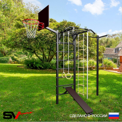 Уличная шведская стенка Sv Sport У475К (Турник-Рукоход/Скамья/Канат/кольца/лестница/Кронш бокс/Щит баскет)