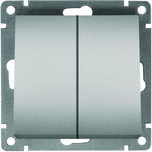 Выключатель 2-кл СП Корса 10А IP20 серебро +накл.