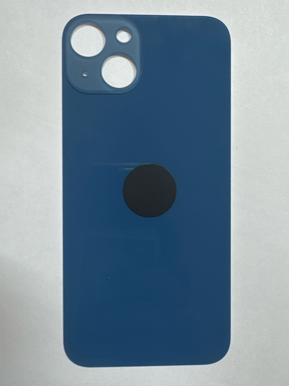 Задняя крышка для iPhone 13 Синий (стекло, широкий вырез под камеру, логотип)