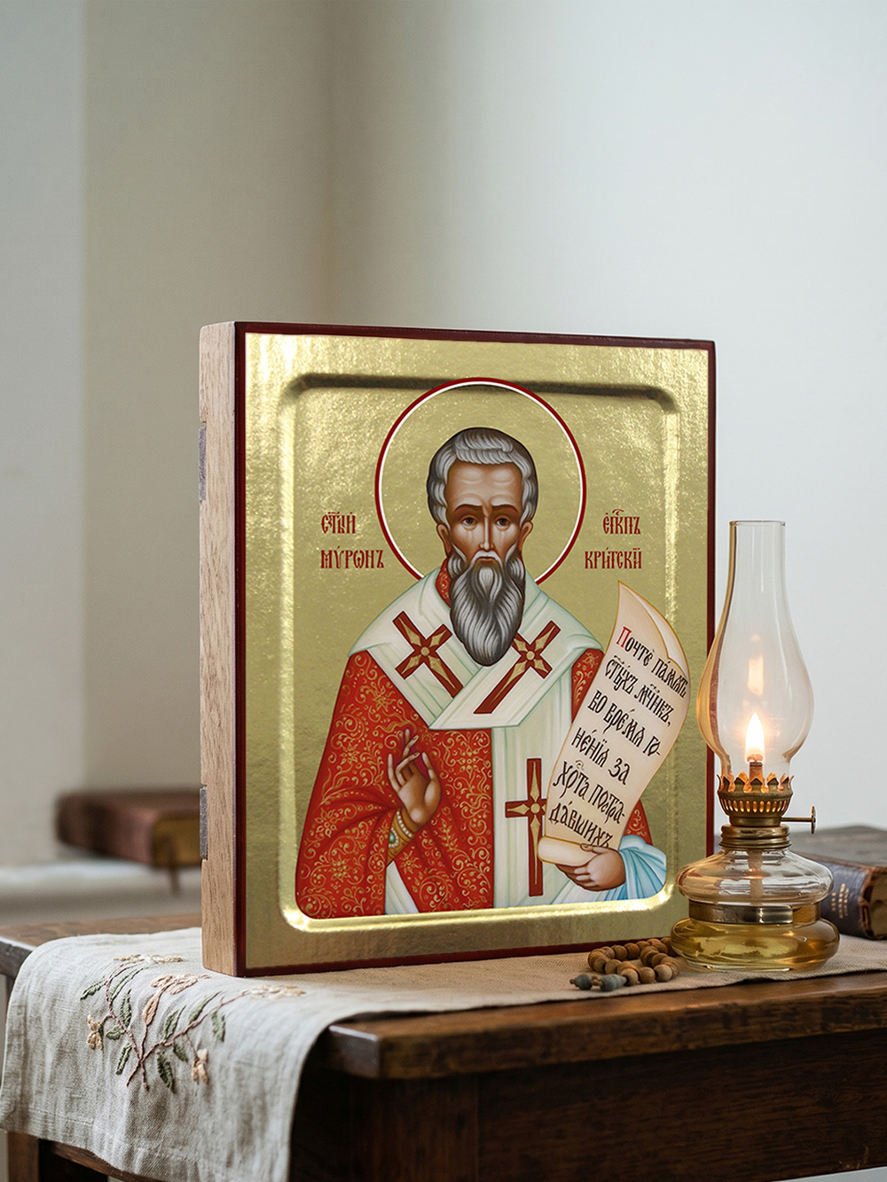 Икона Мирона еп. Критского, святого на дереве: 125 х 160 (Синопсисъ)