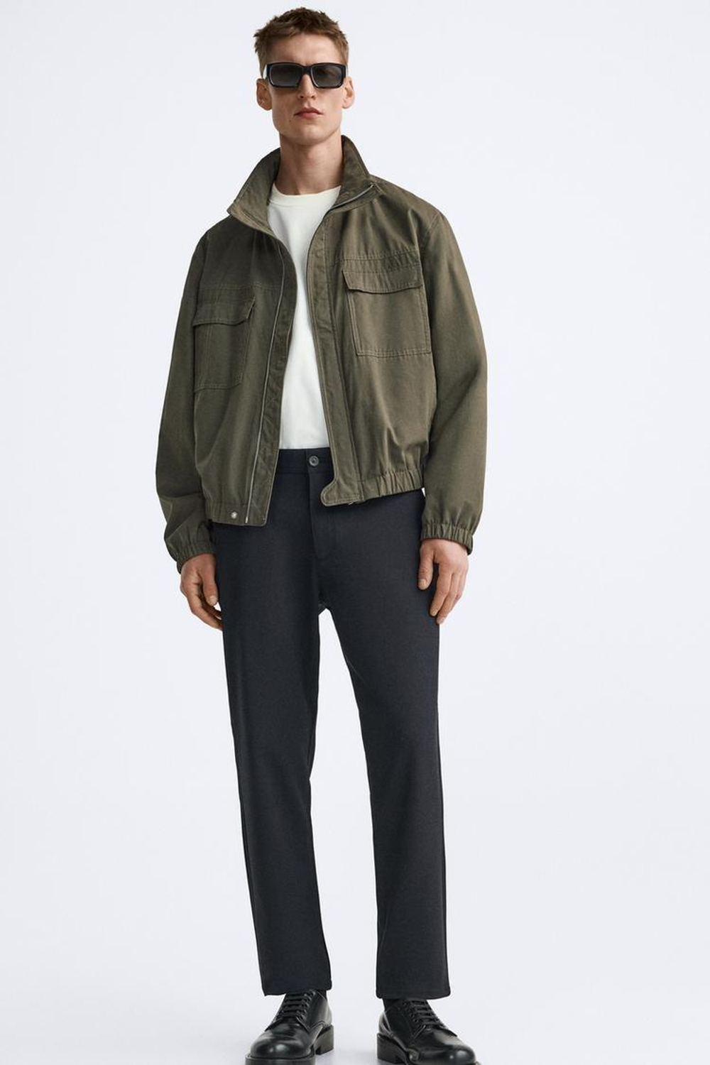 ZARA БРЮКИ КОМФОРТНОЙ ПОСАДКИ ИЗ РЕЛЬЕФНОЙ ТКАНИ, ЦВЕТ НОЧНОГО НЕБА