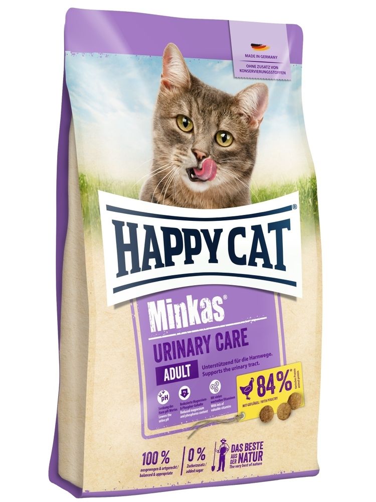 Сухой корм Happy Cat Minkas Adult Urinary Care для кошек всех пород для профилактики МКБ с птицей 10кг