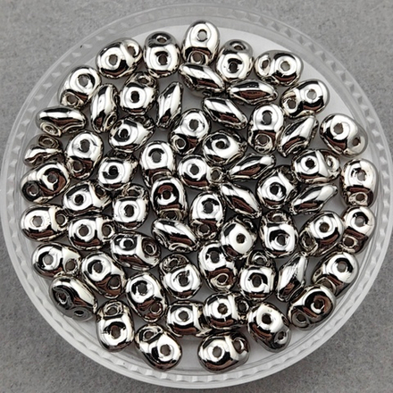 Бусины SuperDuo 2,5x5 мм, цвет Никель (Nickel Plated)