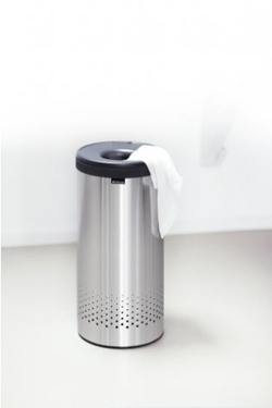 Корзина для белья 35л Brabantia с пластиковой крышкой матовая сталь
