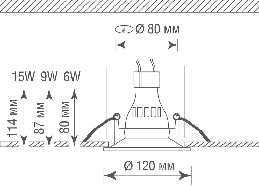 Светильник встраиваемый гипсовый под сменную лампу