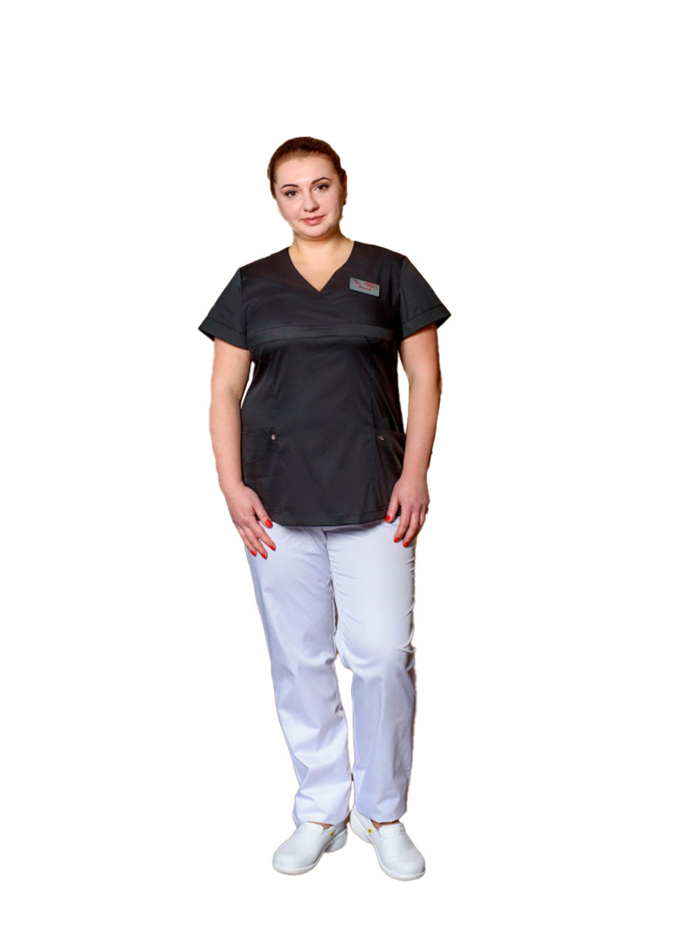 Блуза медицинская женская Доктор стиль ЛУ 1230 Aльфа , белый-зеленый, 40