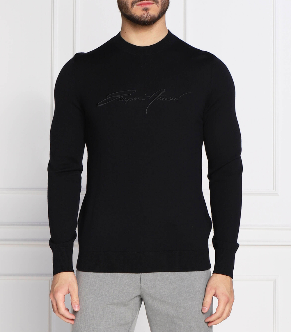 Хлопковый свитер Emporio Armani - темно-синий(6L1MXJ 1MBPZ)