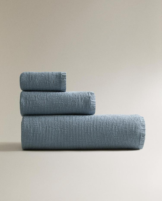 ZARA HOME ПОЛОТЕНЦЕ ВАФЕЛЬНОЕ, СИНИЙ