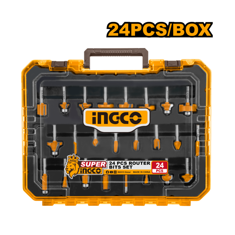 Набор фрез по дереву INGCO AKRT24062 INDUSTRIAL 24 шт. 6 мм