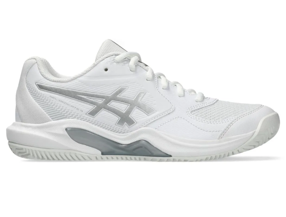 Женские Кроссовки теннисные Asics Gel-Dedicate 9 Clay - white/pure silver
