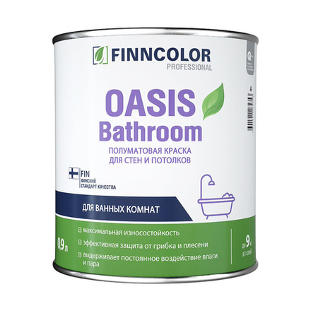 Краска для влажных помещений Oasis Bathroom (Оазис Басрум) FINNCOLOR 0,9л белый (база А)