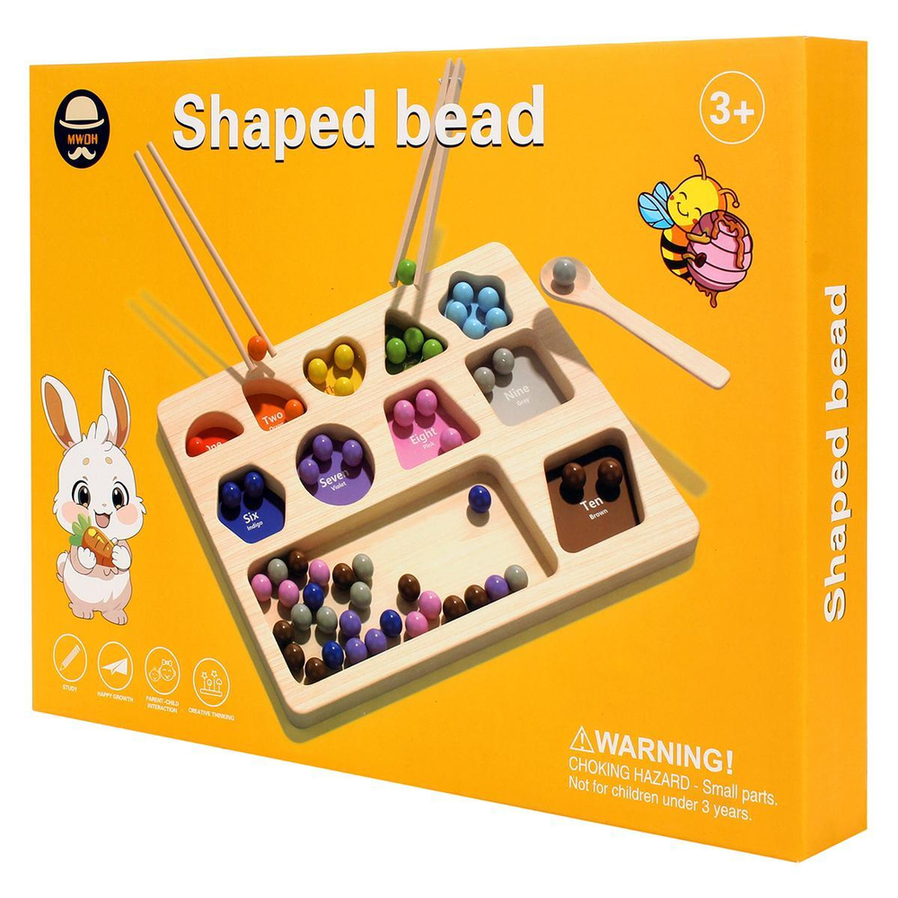 Развивающая игрушка деревянная Шарики, сортируем по цветам, коробка C-41821