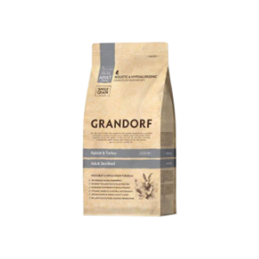 Сухой корм GRANDORF CAT Rabbit&Turkey STERILISED для стерилизованных кошек и котов, кролик и индейка 2кг