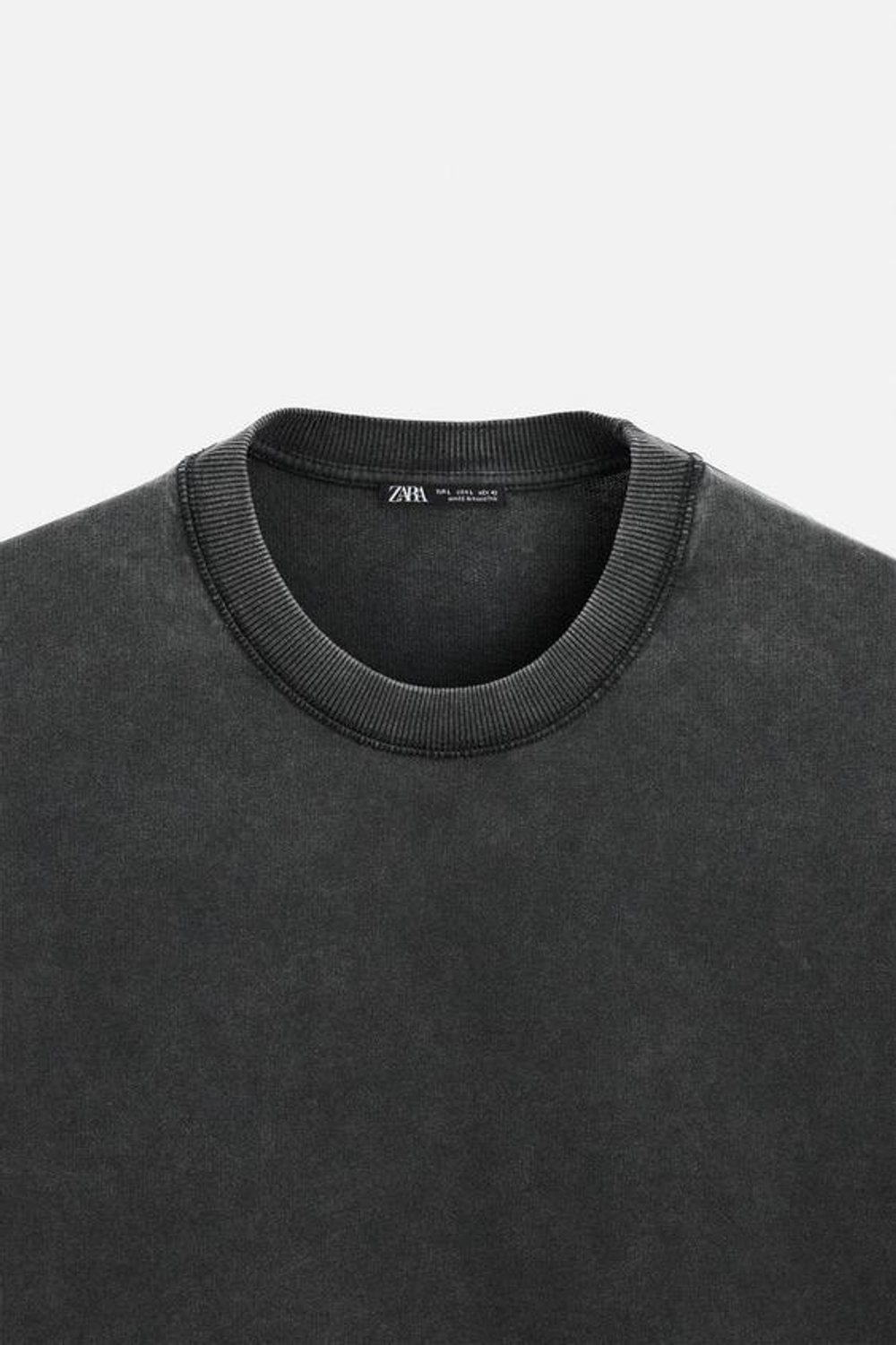 ZARA ТОЛСТОВКА RELAXED FIT С ЭФФЕКТОМ ПОТЕРТОСТИ, ТЕМНЫЙ АНТРАЦИТ