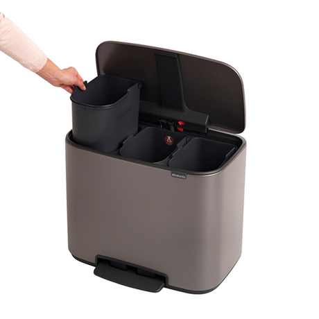 Мусорный бак Bo Pedal Bin 3x11л Brabantia Платиновый
