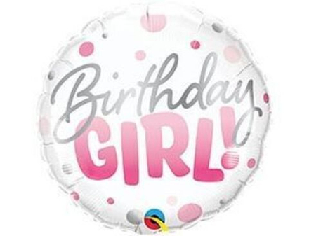 Q 18''/46 см, Круг, Birthday Girl, круги розовые, 1 шт. ( В упаковке)