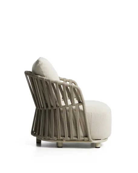 Уличное кресло Osani из алюминия цвета экрю и веревки цвета таупе