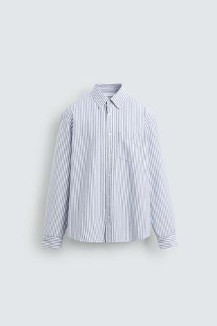 ZARA РУБАШКА ОКСФОРД, БЕЛЫЙ/НЕБЕСНО-ГОЛУБОЙ