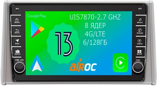 Магнитола для Toyota RAV4 5 2019-2022 (Китай) - Airoc AB-1130CH (кнопки и крутилки), Android 13, TS20, 6/128Гб, SIM-слот, CarPlay