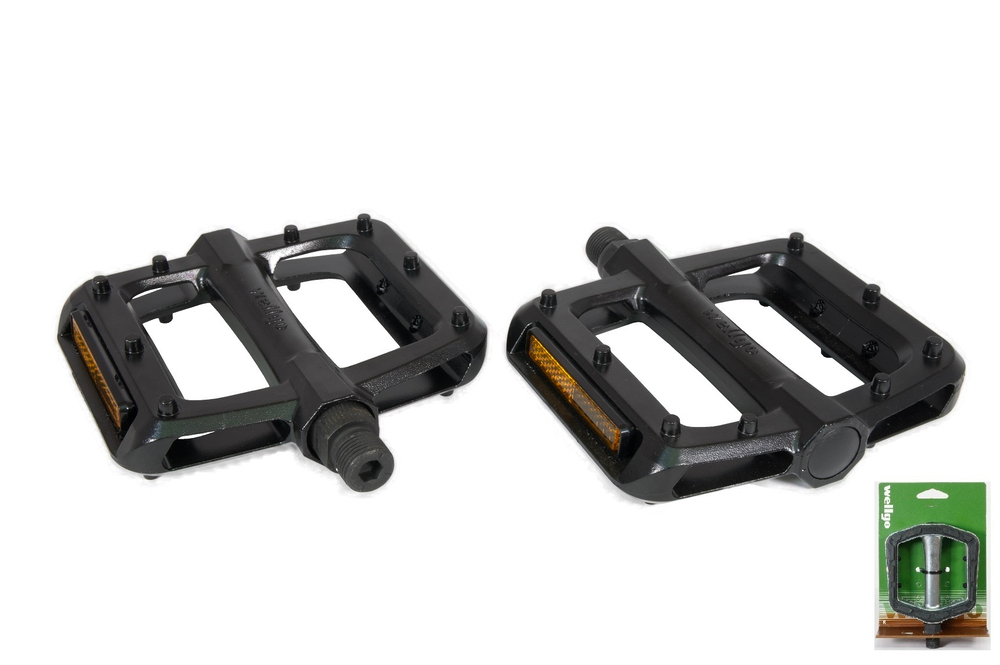 Педали Wellgo PLATFORM алюминиевые, 112x100x26мм, резьба 9/16", полимерные подшипники, черные