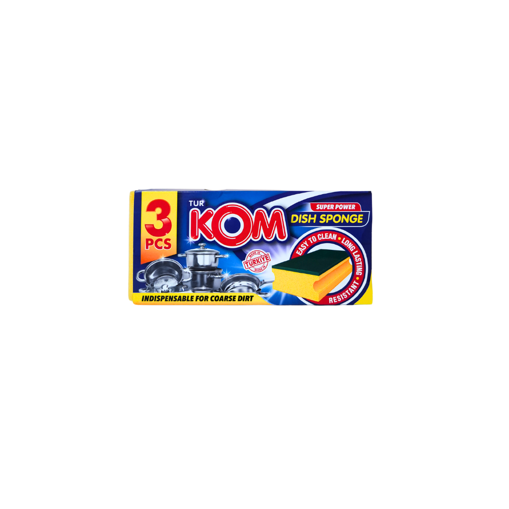 KOM губка для мытья посуды 3 штучная