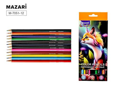 Карандаши 12цв. "Fantasy" d грифеля=2,65мм. дерев. трёхгран, коробка (Mazari)