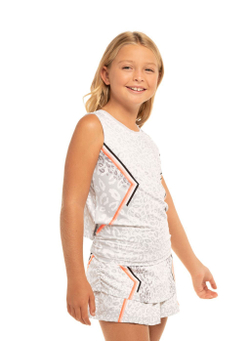 Футболка для девочки теннисная Lucky in Love Animal Instinct Animal Instinct Tie Back Tank - orange glow