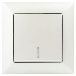 Выключатель Intro Solo 4-102-06 одноклавишный с подсветкой, 10А-250В, IP20, СУ, перламутр