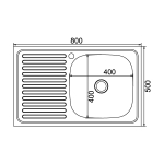 Мойка 80х50 (0,4) прав вып 1 1/2 MIXLINE 16 см