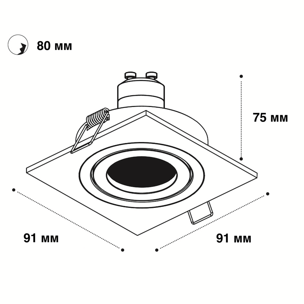 Светильник встраиваемый Vaes MARS Q1, чёрный, поворотный, цоколь GU10