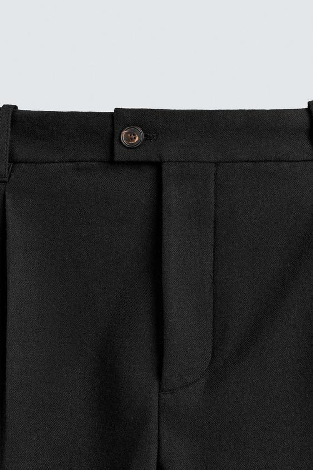 ZARA БРЮКИ ИЗ ФЛАНЕЛИ СО СКЛАДКАМИ, ЧЕРНЫЙ