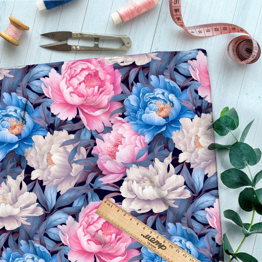 Ткань премиум таффета цветущий розарий