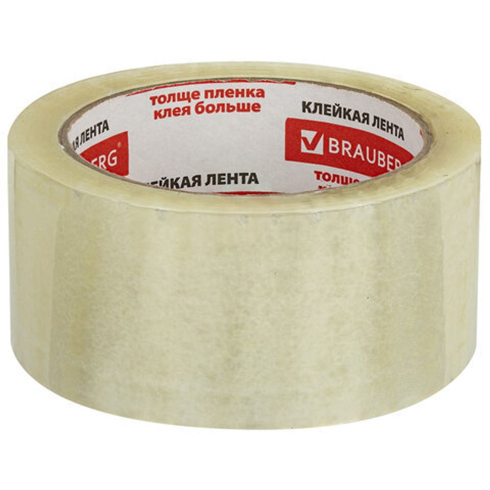 Клейкая лента упаковочная 48 мм х 66 м, прозрачная, толщина 45 микрон, BRAUBERG, 221108