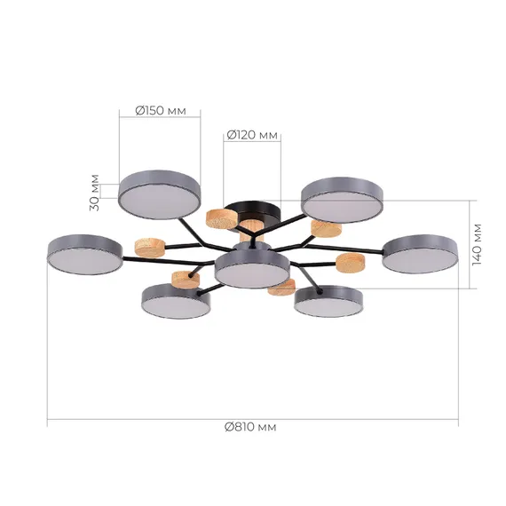 SLE6006-702-07 Светильник потолочный Серый/Серый LED 7*12W 3000K/4500K/6000K FAEMA