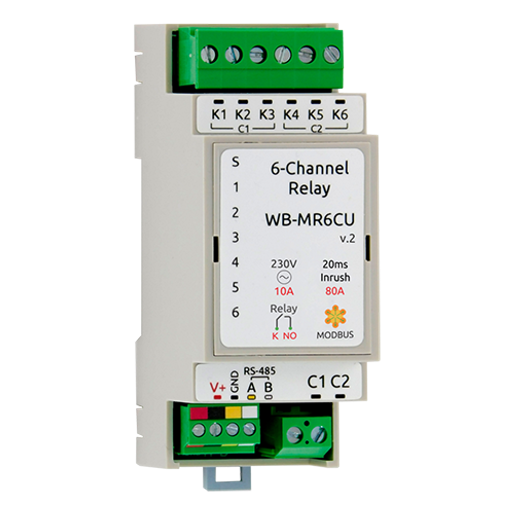 WB-MR6CU v.2 Компактный модуль реле с RS-485 Modbus RTU