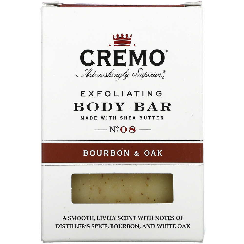 Cremo, Отшелушивающее мыло для тела, № 08, бурбон и дуб, 170 г (6 унций)
