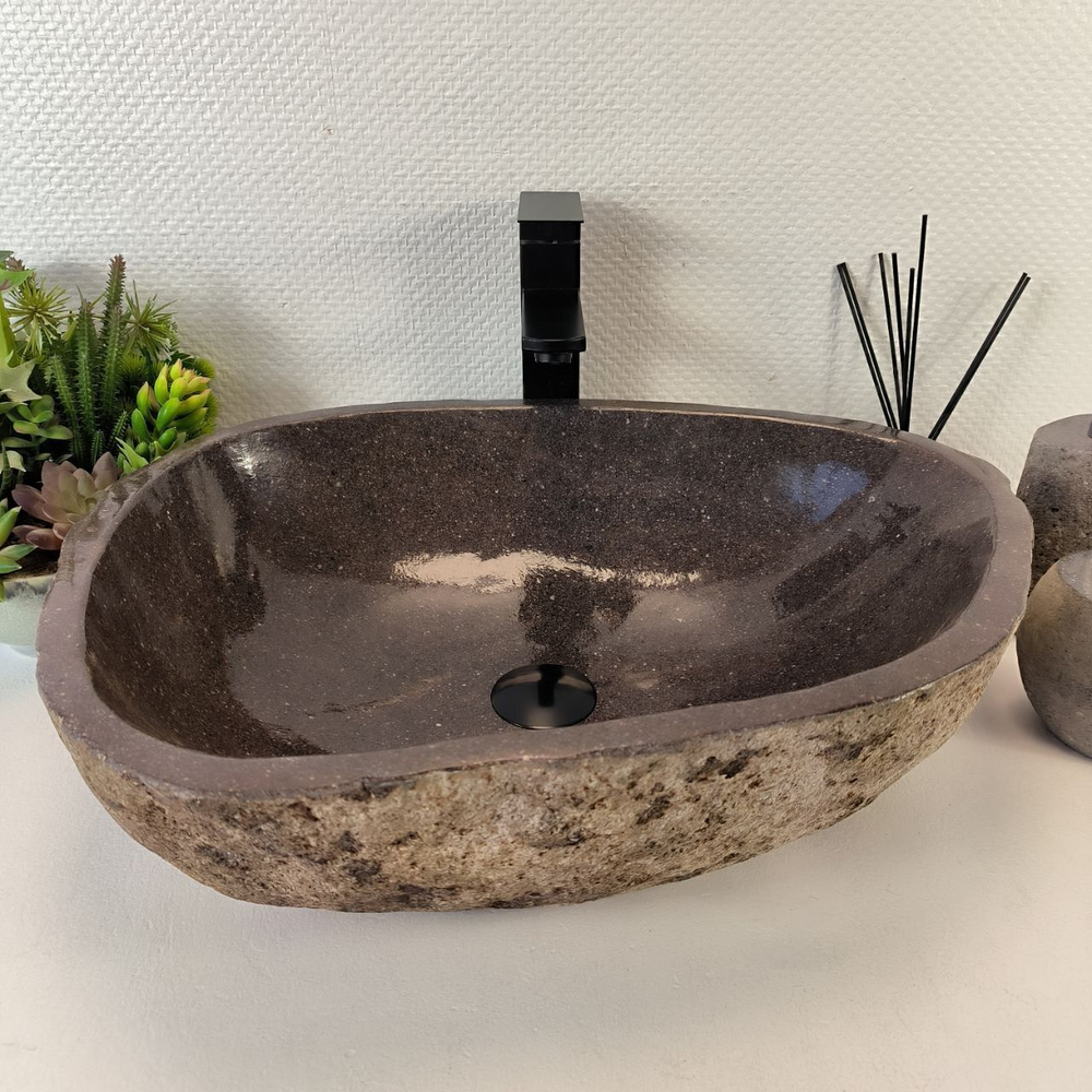 Каменная раковина из речного камня RS-05388 (55*44*15) 0857 из натурального камня