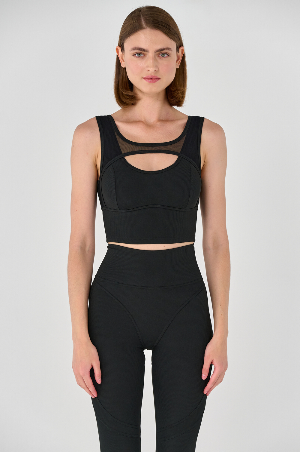 Топ-бра борцовка с чашками с поддержкой 10 см с сеткой