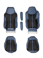 Чехлы Люкс MAN TGX до 2021 года (экокожа, синий, черная вставка)