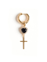 Моносерьга "Cross" Soul" с черным цирконием Gold