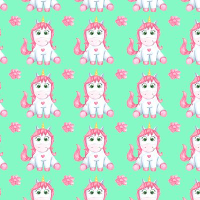 Pink happy pony unicorn seamless pattern. An excellent pattern for textiles.