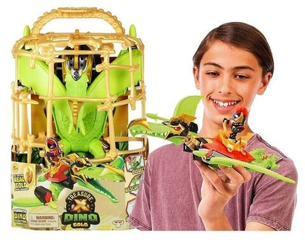 Фигурка Moose Toys Treasure X Dino СОКРОВИЩЕ X Дино Золотой птеродактиль в клетке 41678