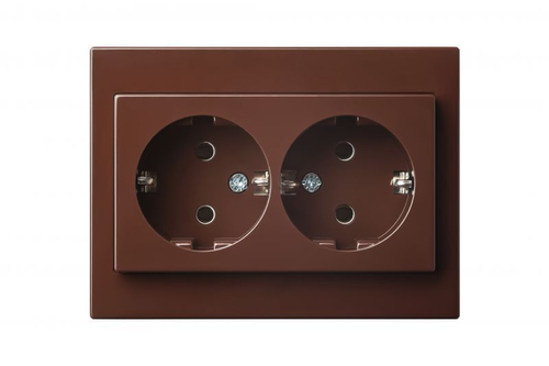 Розетка Двухместная с Заземляющими Контактами Коричнеая LIREGUS EPSILON