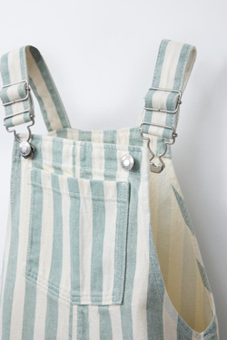 ZARA КОМБИНЕЗОН ИЗ ТВИЛА В ПОЛОСКУ, ЭКРЮ/СИНИЙ