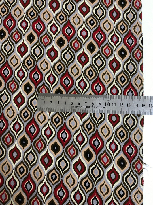 Штапель принт геометрия серый/бордо/беж D3C2