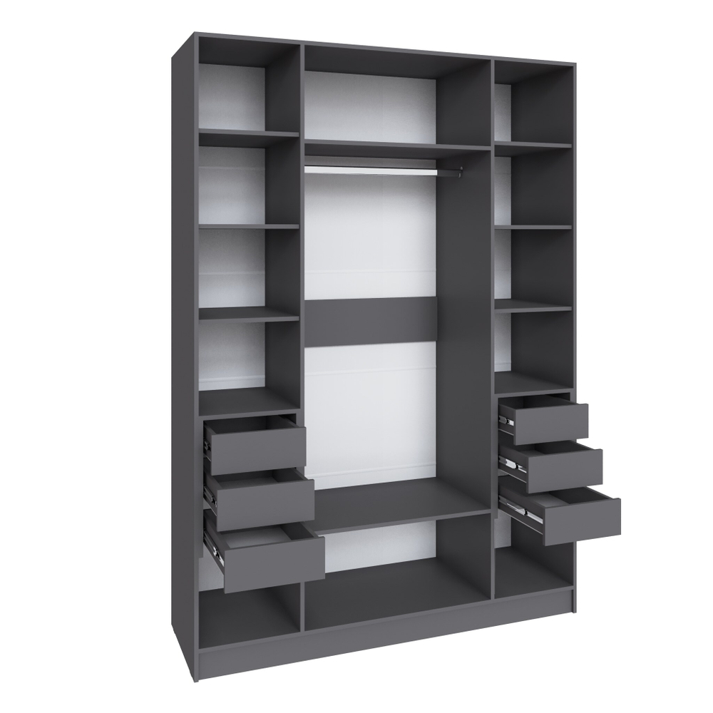 Шкаф Мадрид (1,6) с 6 ящ. внутри  без зеркала графит серый