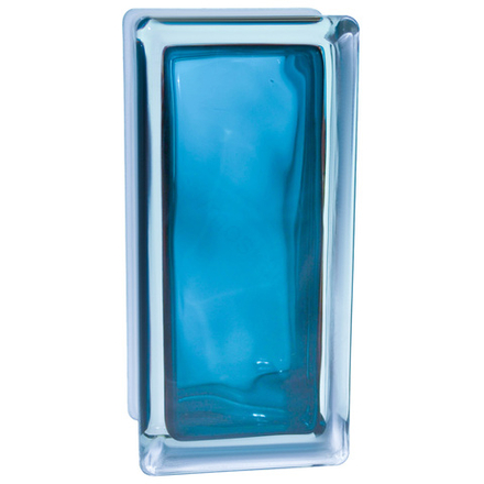 Стеклоблок Vitrablok Половинка Бирюза Волна 19x9x8 - окрашенный внутри