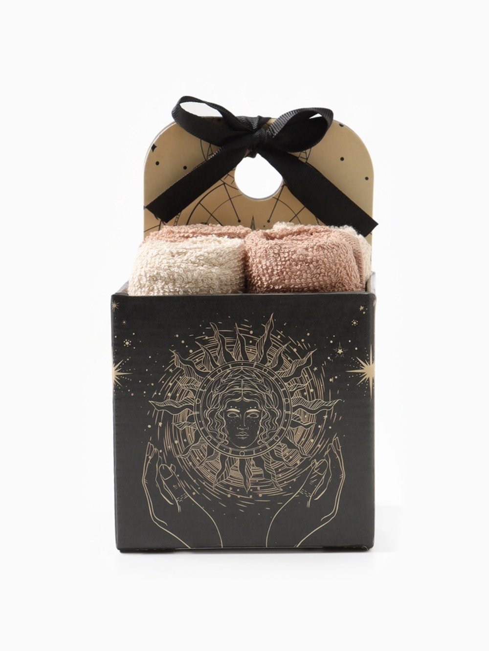 Салфетки махровые «Этель» Believe in magic, 4 шт., 30×30 см, хлопок 100%, бежевые/чёрные